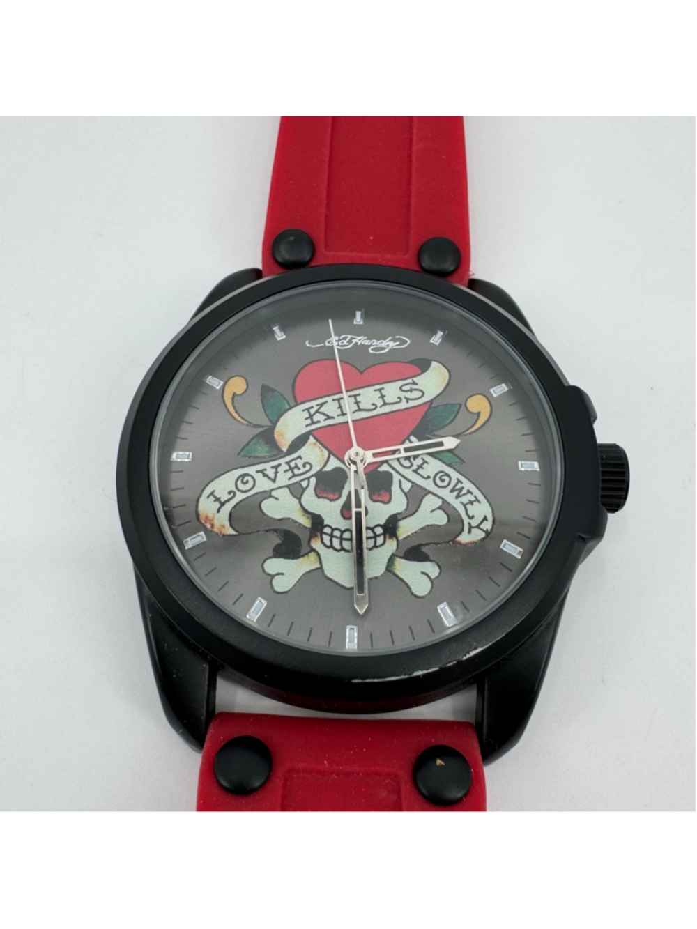 Ed Hardy Red & Black Love Kills Slowly Quartz Watch